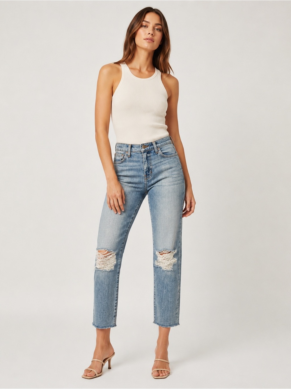 L’Agence “El Matador” Slim High-Rise Jeans — Dry Ice Wash, Size 25
